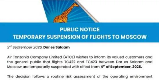 Air Tanzania приостановила рейсы между Дар-эс-Саламом и Москвой