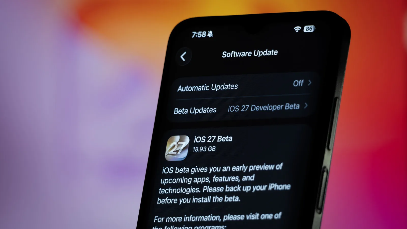 Перед установкой iOS-беты на iPhone нужно сделать резервную копию