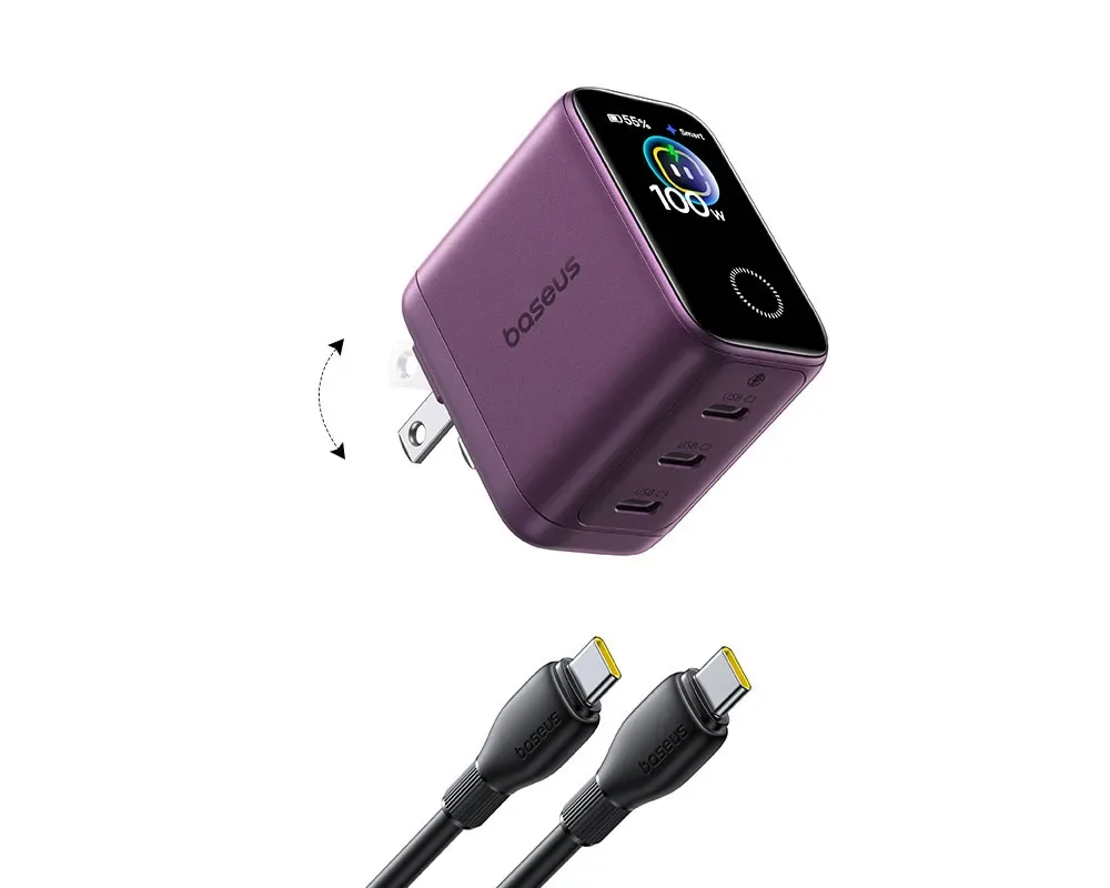 Baseus выпустила крошечную зарядку PicoGo Pro AH22 на 100 Вт с тремя USB-C и дисплеем