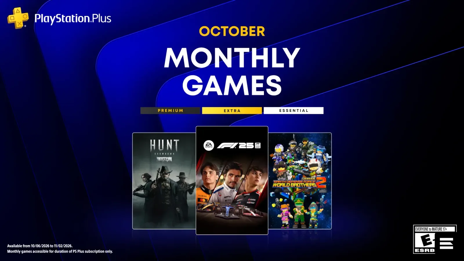 PlayStation Plus: Игры октября — F1 25, Hunt: Showdown 1896, Earth Defense Force: World Brothers 2