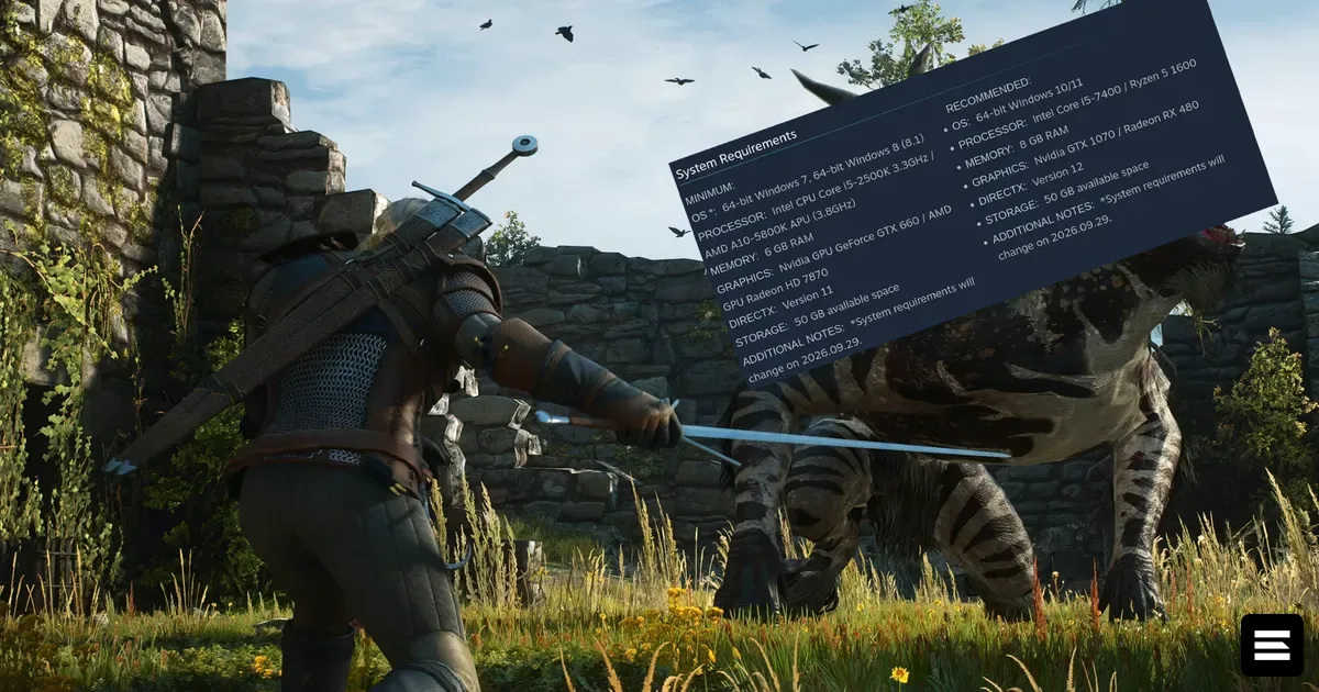 CD Projekt опубликовала полные системные требования для The Witcher 3: Wild Hunt Remastered