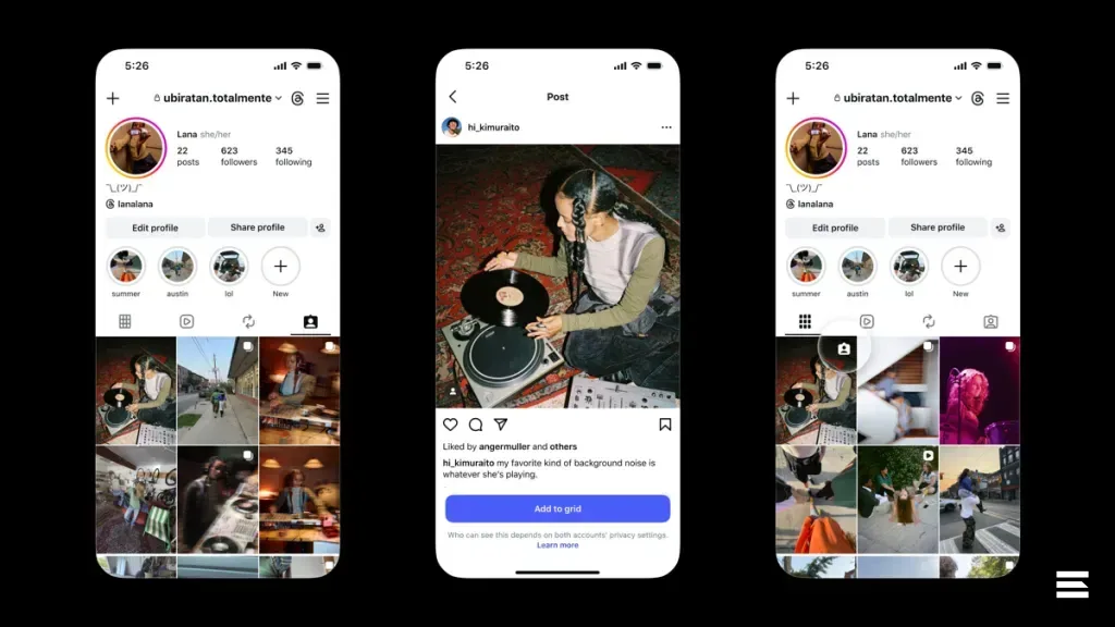 Instagram* запустил функцию добавления отмеченных постов в сетку профиля